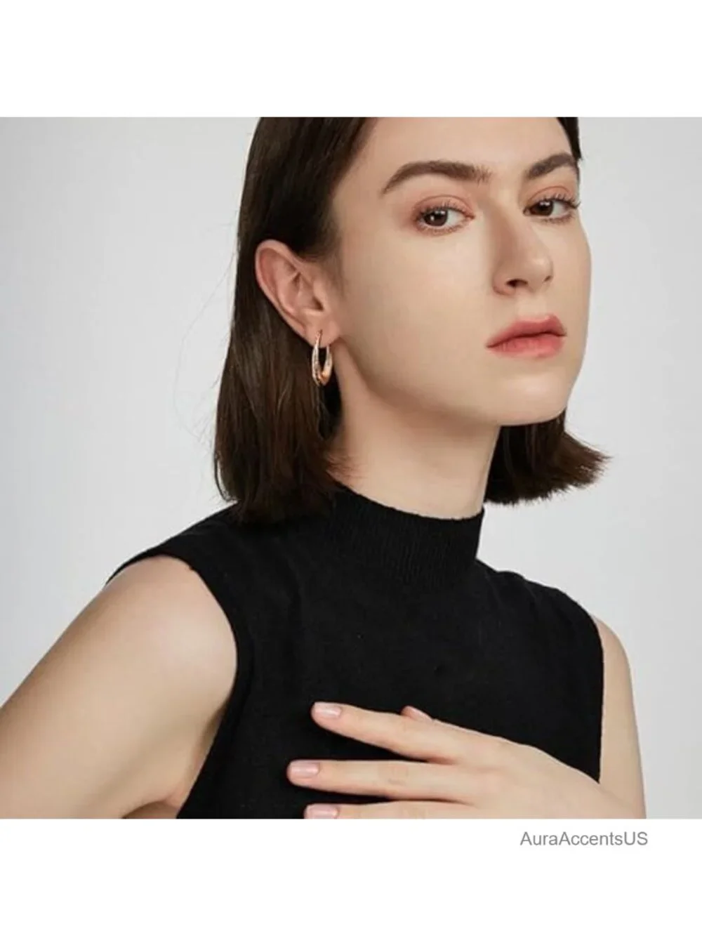 14K Gold Plated Hoop Earrings for Women Textured Bead Accents Hypoallergenic